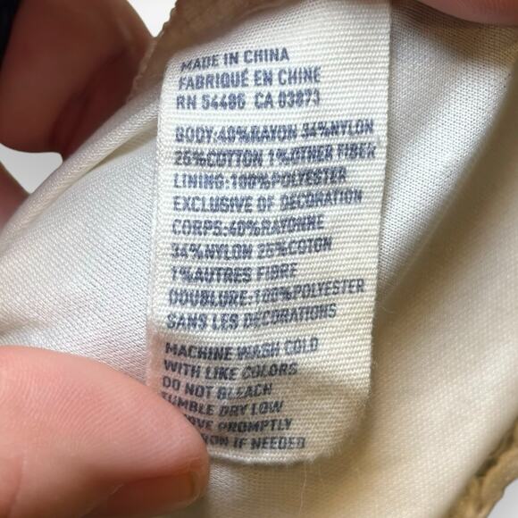 Vintage American Eagle Lace Shift Dress Size Large Flutter Sleeves Cream - Picture 7 of 7